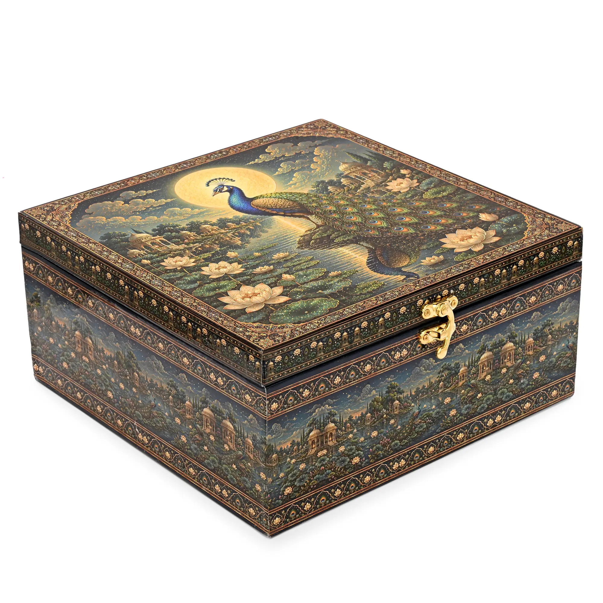 Jar Box - 4 Salsa Glass Jar of 350 ml each - Peacock Design 01 (Empty) - Image 2
