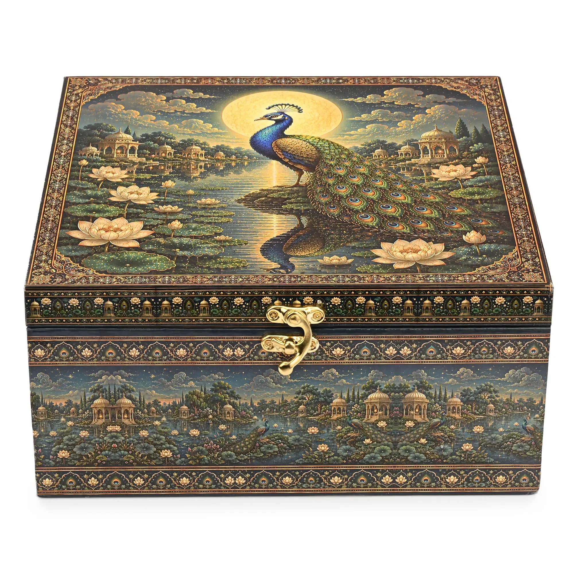 Jar Box - 4 Salsa Glass Jar of 350 ml each - Peacock Design 01 (Empty) - Image 4