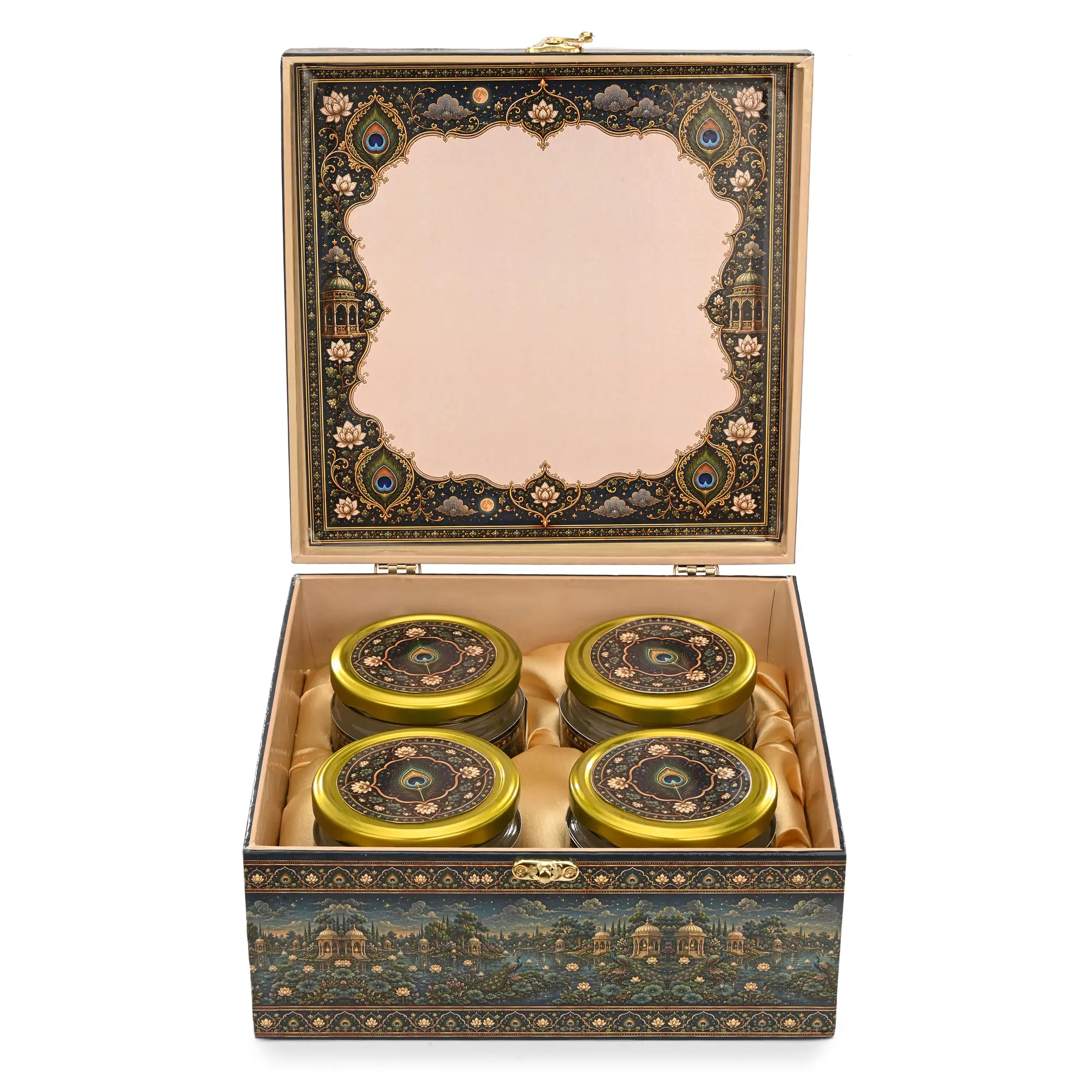 Jar Box - 4 Salsa Glass Jar of 350 ml each - Peacock Design 01 (Empty) - Image 8