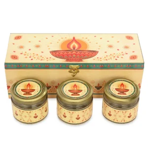 Jar Box – 3 Salsa Glass Jar of 350 ml each – Gloss Print – Deepak Design 01 – Set of 12 Boxes